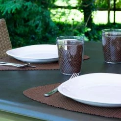 Fishnet 19 in. x 13 in. Chocolate PVC Covered Jute Wedge Placemat (Set of 6) by Kraftware -Table Linens Shop browns tans kraftware placemats 32549 4f 1000