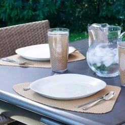 Fishnet 19 in. x 13 in. Camel PVC Covered Jute Wedge Placemat (Set of 6) by Kraftware 9 Fishnet 19 in. x 13 in. Camel PVC Covered Jute Wedge Placemat (Set of 6) by Kraftware -Table Linens Shop browns tans kraftware placemats 38649 31 1000