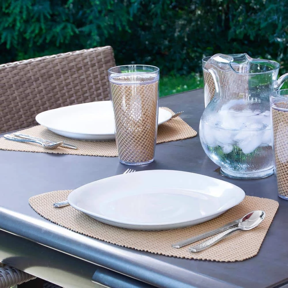 Fishnet 19 in. x 13 in. Camel PVC Covered Jute Wedge Placemat (Set of 6) by Kraftware 6 Fishnet 19 in. x 13 in. Camel PVC Covered Jute Wedge Placemat (Set of 6) by Kraftware - Image 4