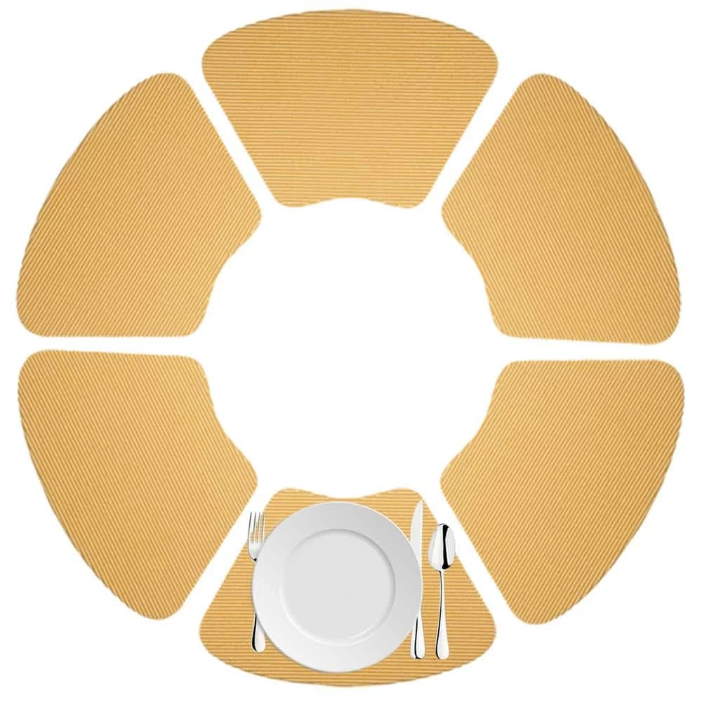 Fishnet 19 in. x 13 in. Camel PVC Covered Jute Wedge Placemat (Set of 6) by Kraftware 4 Fishnet 19 in. x 13 in. Camel PVC Covered Jute Wedge Placemat (Set of 6) by Kraftware - Image 2