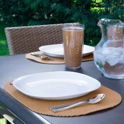 Fishnet 17 in. x 12 in. Toffee PVC Covered Jute Oval Placemat (Set of 6) by Kraftware -Table Linens Shop browns tans kraftware placemats 38746 31 1000
