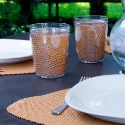Fishnet 19 in. x 13 in. Toffee PVC Covered Jute Wedge Placemat (Set of 6) by Kraftware -Table Linens Shop browns tans kraftware placemats 38749 4f 1000