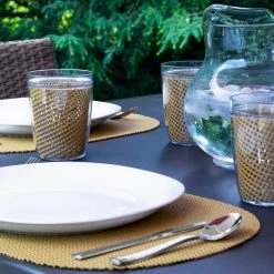 Fishnet 17 in. x 12 in. Bronze Mist PVC Covered Jute Oval Placemat (Set of 6) by Kraftware -Table Linens Shop browns tans kraftware placemats 39846 31 1000