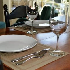 EveryTable 18 in. x 12 in. Double Border Two-Tone Taupe PVC Placemat (Set of 6) by Kraftware -Table Linens Shop browns tans kraftware placemats 42447 31 1000