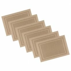 EveryTable 18 in. x 12 in. Double Border Two-Tone Taupe PVC Placemat (Set of 6) by Kraftware