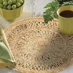 Natural Tan 15 in. Round Organic Jute Placemat (Set of 2) by LR Home