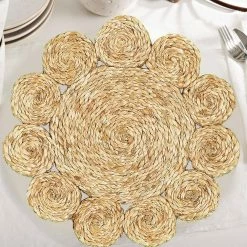 Rustic Natural Tan 15 in. Sunshine Round Organic Jute Placemat (Set of 2) by LR Home