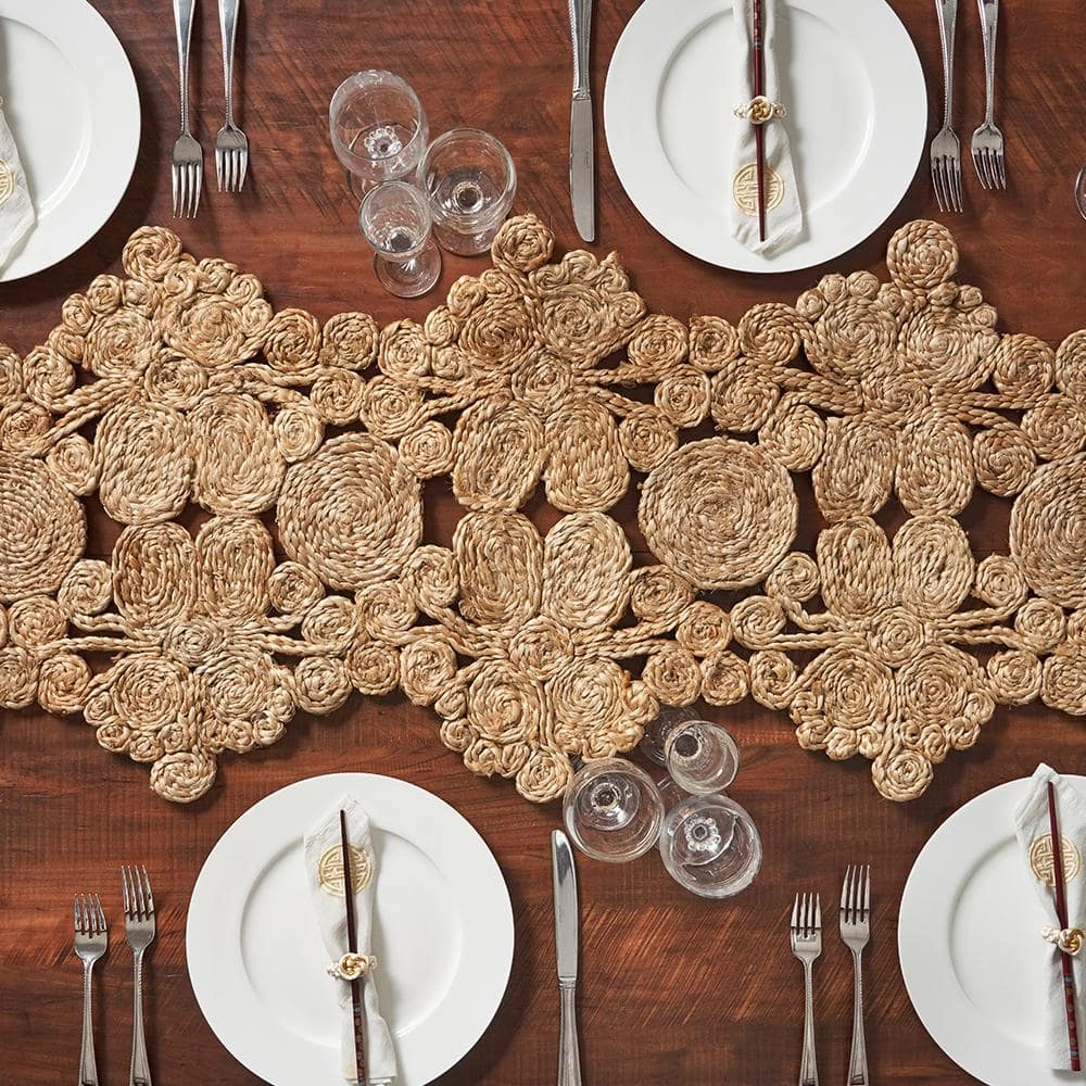 Natural Tan 1 ft. 4 in. x 6 ft. 8 in. Organic Jute Table Runner by LR Home 8 Natural Tan 1 ft. 4 in. x 6 ft. 8 in. Organic Jute Table Runner by LR Home - Image 6