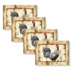 Rustic Rooster 18 in. W x 13 in. L Polypropylene 4-pack Placemat Set by Unbranded