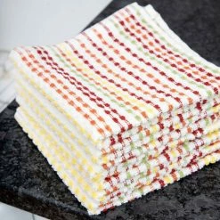 Fall Multicolor Pebble Cotton Terry Bar Mop Dish Cloth Set of 6 by RITZ -Table Linens Shop browns tans ritz kitchen towels 90452 1f 1000