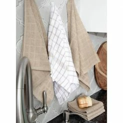Terry Plaid Cotton Kitchen Towel and Dish Cloth Putty Set of 3-Towels and 3-Dish Cloths by RITZ -Table Linens Shop browns tans ritz kitchen towels 95593a 4f 1000