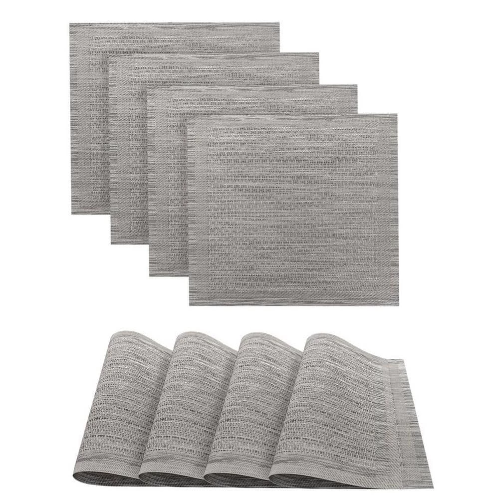 15 in. x 15 in. Silver Polyester Geneva Woven Texteline Placemat (Set of 4) by Dainty Home 3 15 in. x 15 in. Silver Polyester Geneva Woven Texteline Placemat (Set of 4) by Dainty Home