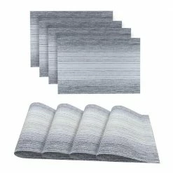 Ombre 19 in. x 13 in. Grays/Silver Polyester Placemat (Set of 4) by DAINTY HOME