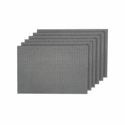 Natural Shimmer Silver Woven Textilene Reversible Rectangle Placemats (Set of 6) by Dainty Home