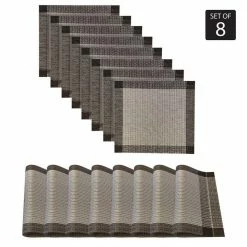 Palermo 15 in. x 15" In. Grays and Silver PVC Placemats Set of 8 by Dainty Home