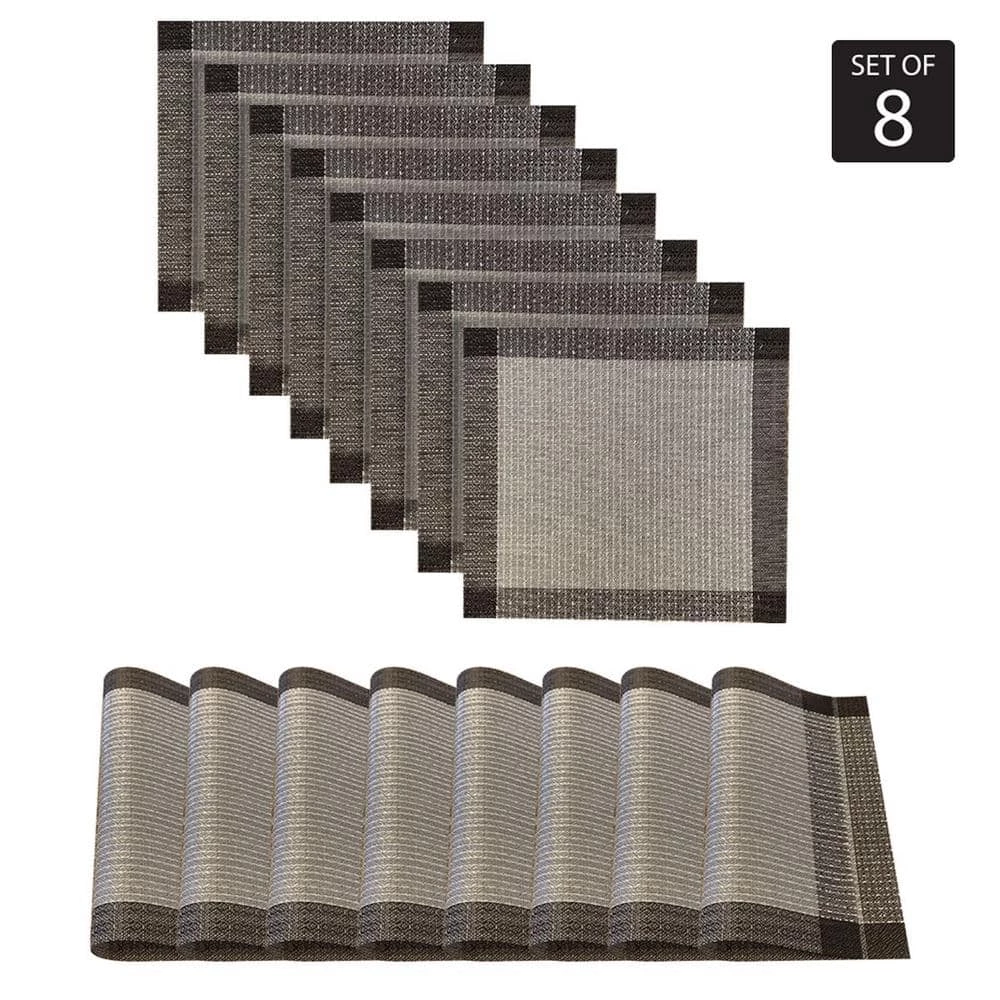 Palermo 15 in. x 15" In. Grays and Silver PVC Placemats Set of 8 by Dainty Home 3 Palermo 15 in. x 15" In. Grays and Silver PVC Placemats Set of 8 by Dainty Home
