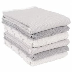 Ayesha Curry Mixed Utility Kitchen Towel Set of 6, Absorbent, Perfect for Spills, Drying Dishes, and Cooking, Gray by KAF HOME