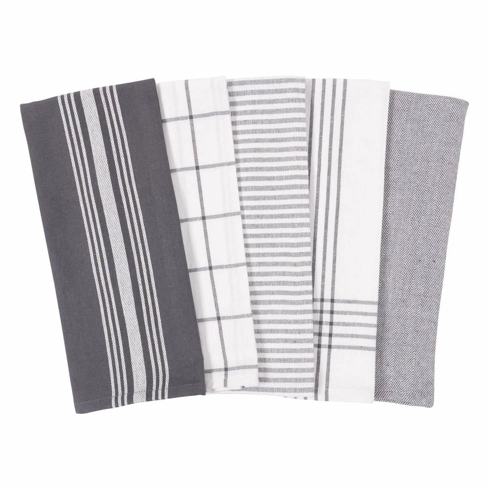 Soho Kitchen Dish Towel,Grey,100% Cotton, 18 x 28 Inch Tea Towels, Soft and Absorbent Mixed Set of Flat Towels by KAF HOME 4 Soho Kitchen Dish Towel,Grey,100% Cotton, 18 x 28 Inch Tea Towels, Soft and Absorbent Mixed Set of Flat Towels by KAF HOME - Image 2