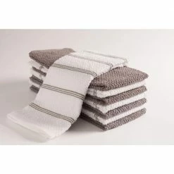 Set of 8 Terry Kitchen Towels, 16 x 26 inch Absorbent Terry Dish Towels, Perfect for Soaking Up Spills, Pewter by KAF HOME -Table Linens Shop grays kitchen towels pied kt16 pr s8 44 1000