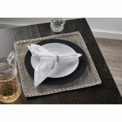 Neutral 15 in. x 15 in. Gray Embroidered Edge Square Cotton Placemat (Set of 4) by LR Home -Table Linens Shop grays lr home placemats speci04704dgy15sq 31 1000