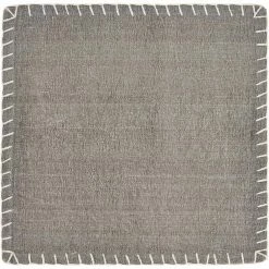 Neutral 15 in. x 15 in. Gray Embroidered Edge Square Cotton Placemat (Set of 4) by LR Home