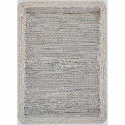 Bordered 19 in. x 13 in. Light Gray Placemat (Set of 4) by LR Home