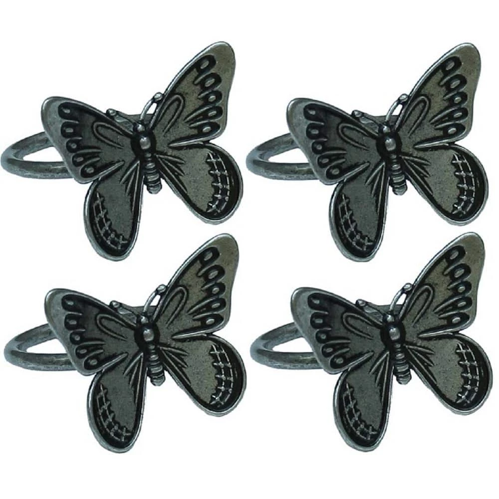 Dark Gray Flutter Spring Butterfly Brass Metal Napkin Rings (Set of 4) by Manor Luxe 3 Dark Gray Flutter Spring Butterfly Brass Metal Napkin Rings (Set of 4) by Manor Luxe