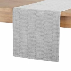 14 in. x 72 in. Grey Marth Stewart Honeycomb Rectangle Table Runner, Modern Farmhouse by MARTHA STEWART