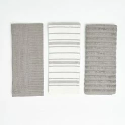 Grey Multi Stripe 100% Cotton Kitchen Towels (3 Piece Set) by NAUTICA