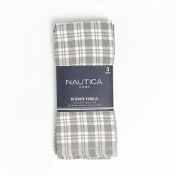 Grey Plaid 100% Cotton Kitchen Towels (3 Piece Set) by NAUTICA -Table Linens Shop grays nautica kitchen towels nay013850 1f 1000