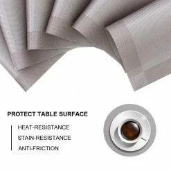 Raystar 12 in. x 18 in. Placemats Durable Vinyl Woven Washable Heat-Resistance Protection No-Slip Place Mats (Set of 6) by RAY STAR -Table Linens Shop grays placemats rcd04013010a8410 1f 1000
