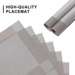 Raystar 12 in. x 18 in. Placemats Durable Vinyl Woven Washable Heat-Resistance Protection No-Slip Place Mats (Set of 6) by RAY STAR -Table Linens Shop grays placemats rcd04013010a8410 fa 1000
