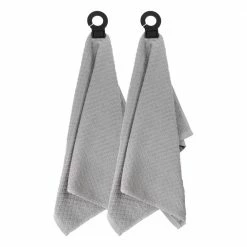 Hook and Hang Gray Woven Cotton Kitchen Towel (Set of 2) by RITZ