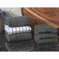 Terry Plaid Cotton Kitchen Towel and Dish Cloth Graphite Set of 3-Towels and 3-Dish Cloths by RITZ -Table Linens Shop grays ritz kitchen towels 95511a 1f 1000