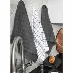 Terry Plaid Cotton Kitchen Towel and Dish Cloth Graphite Set of 3-Towels and 3-Dish Cloths by RITZ -Table Linens Shop grays ritz kitchen towels 95511a 4f 1000