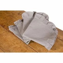 Ruffle Trim 20 in. x 20 in. Solid Taupe Napkins (Set of 4) by Xia Home Fashions