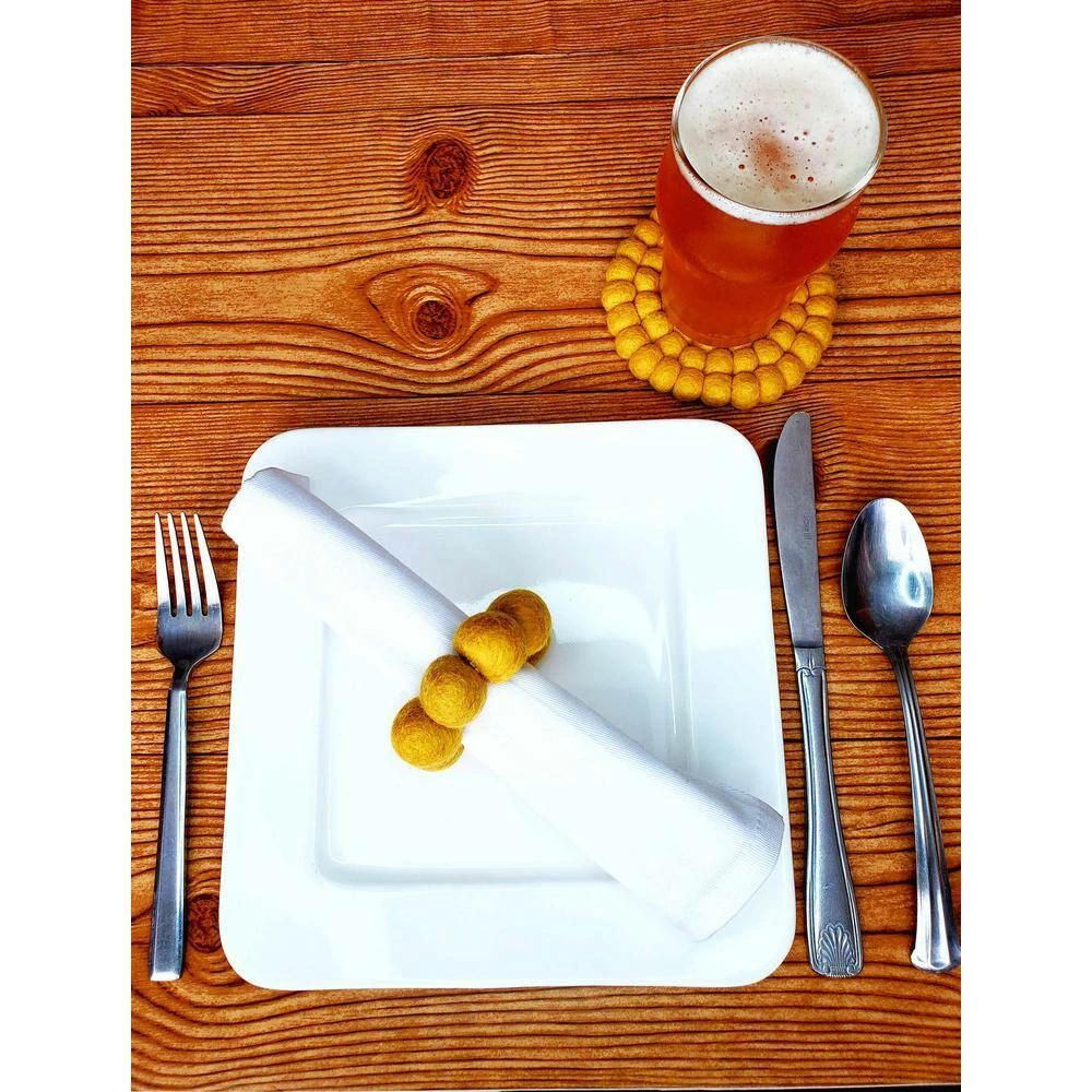 Pure Mustard Felt 1-Strand Napkin Rings (Set of 4) by Global Crafts 5 Pure Mustard Felt 1-Strand Napkin Rings (Set of 4) by Global Crafts - Image 3