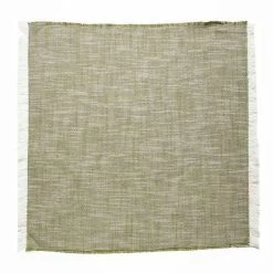 Amelia 13 in. W x 1 in. L Green Solid Cotton Table Runner Dull Green Woven Textured Placemats (Set of 8) by HomeRoots