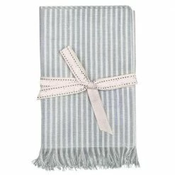 Amelia 16 in. W x 1 in. L Beige/Blue Striped Cotton Table Runner - (Set of 8) Navy Blue Stripe Napkins by HomeRoots