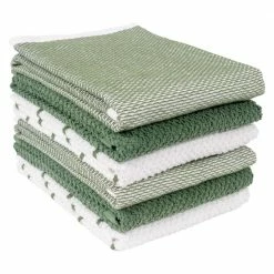 Ayesha Curry Mixed Utility Kitchen Towel Set of 6, Absorbent, Perfect for Spills, Drying Dishes, and Cooking, Green by KAF HOME