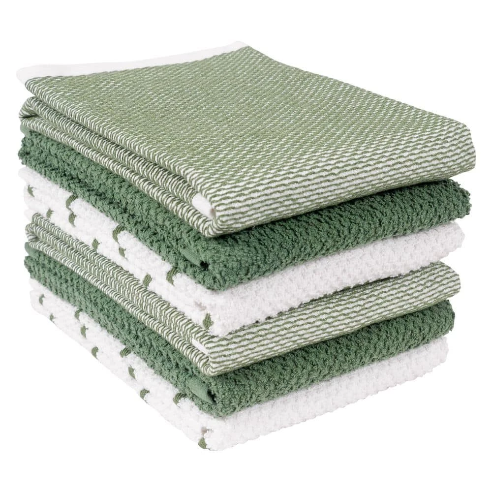 Ayesha Curry Mixed Utility Kitchen Towel Set of 6, Absorbent, Perfect for Spills, Drying Dishes, and Cooking, Green by KAF HOME 3 Ayesha Curry Mixed Utility Kitchen Towel Set of 6, Absorbent, Perfect for Spills, Drying Dishes, and Cooking, Green by KAF HOME