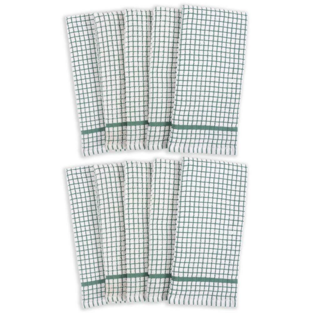 Set of 10 Grid Terry Kitchen Towels, 20 x 30 in., 100% Cotton, Ultra Absorbent Terry Dish Towels, Green by KAF HOME 4 Set of 10 Grid Terry Kitchen Towels, 20 x 30 in., 100% Cotton, Ultra Absorbent Terry Dish Towels, Green by KAF HOME - Image 2