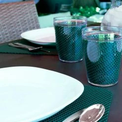 Fishnet 19 in. x 13 in. Emerald PVC Covered Jute Wedge Placemat (Set of 6) by Kraftware -Table Linens Shop greens kraftware placemats 35449 31 1000