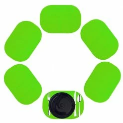 Fishnet 17 in. x 12 in. Lime Green PVC Covered Jute Oval Placemat (Set of 6) by Kraftware -Table Linens Shop greens kraftware placemats 37646 c3 1000