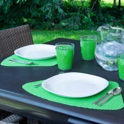 Fishnet 19 in. x 13 in. Lime Green PVC Covered Jute Wedge Placemat (Set of 6) by Kraftware -Table Linens Shop greens kraftware placemats 37649 31 1000