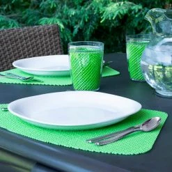 Fishnet 19 in. x 13 in. Lime Green PVC Covered Jute Wedge Placemat (Set of 6) by Kraftware -Table Linens Shop greens kraftware placemats 37649 4f 1000