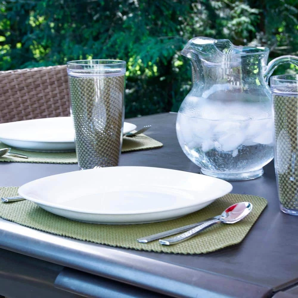 Fishnet 19 in. x 13 in. Moss PVC Covered Jute Wedge Placemat (Set of 6) by Kraftware 6 Fishnet 19 in. x 13 in. Moss PVC Covered Jute Wedge Placemat (Set of 6) by Kraftware - Image 4