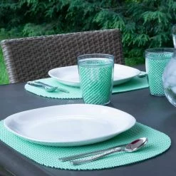 Fishnet 17 in. x 12 in. Green Ash PVC Covered Jute Oval Placemat (Set of 6) by Kraftware -Table Linens Shop greens kraftware placemats 40046 4f 1000