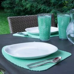 Fishnet 19 in. x 13 in. Green Ash PVC Covered Jute Wedge Placemat (Set of 6) by Kraftware -Table Linens Shop greens kraftware placemats 40049 4f 1000