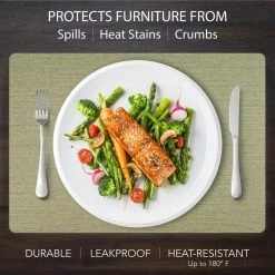 Easy Care Cabana/Rectangle 17 in. x 12 in. Jade Vinyl Placemats (Set of 6) by DASCO -Table Linens Shop greens placemats hd22 010 fa 1000